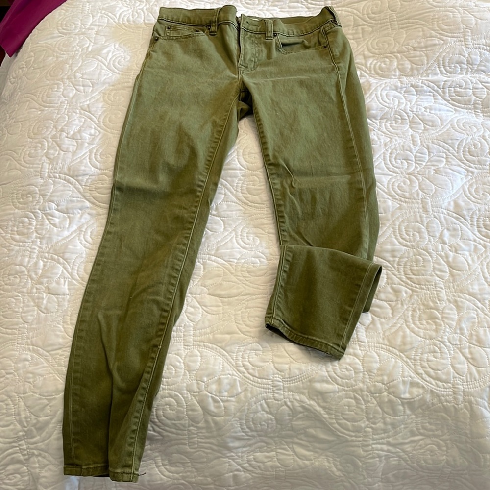 J.Crew stretch skinny green jeans size 25